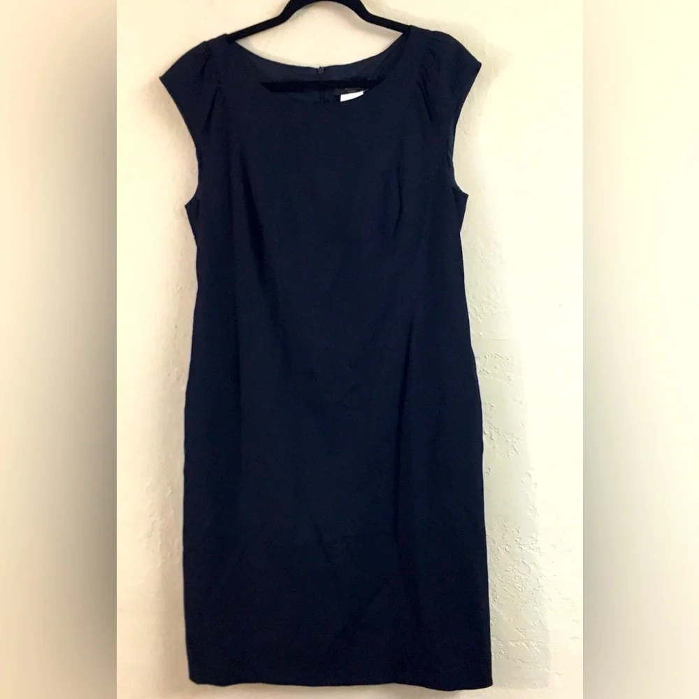 MaxMara Cap Sleeve Wool Blend Sheath Dress 14 Blue
